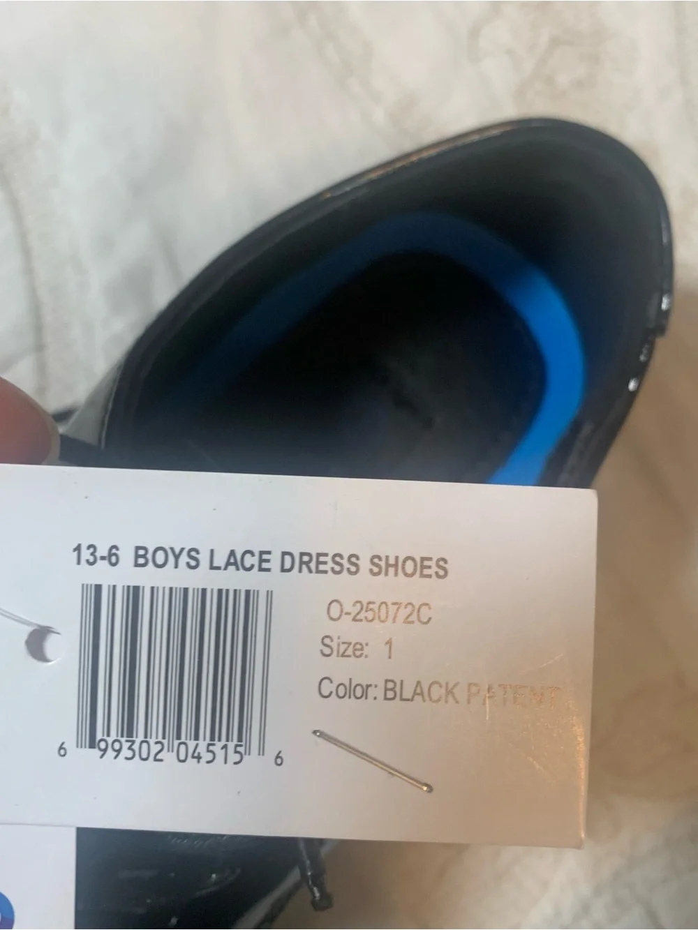 Boys Classic Black Patent Leather  Lace-Up Dress Shoes Size 1